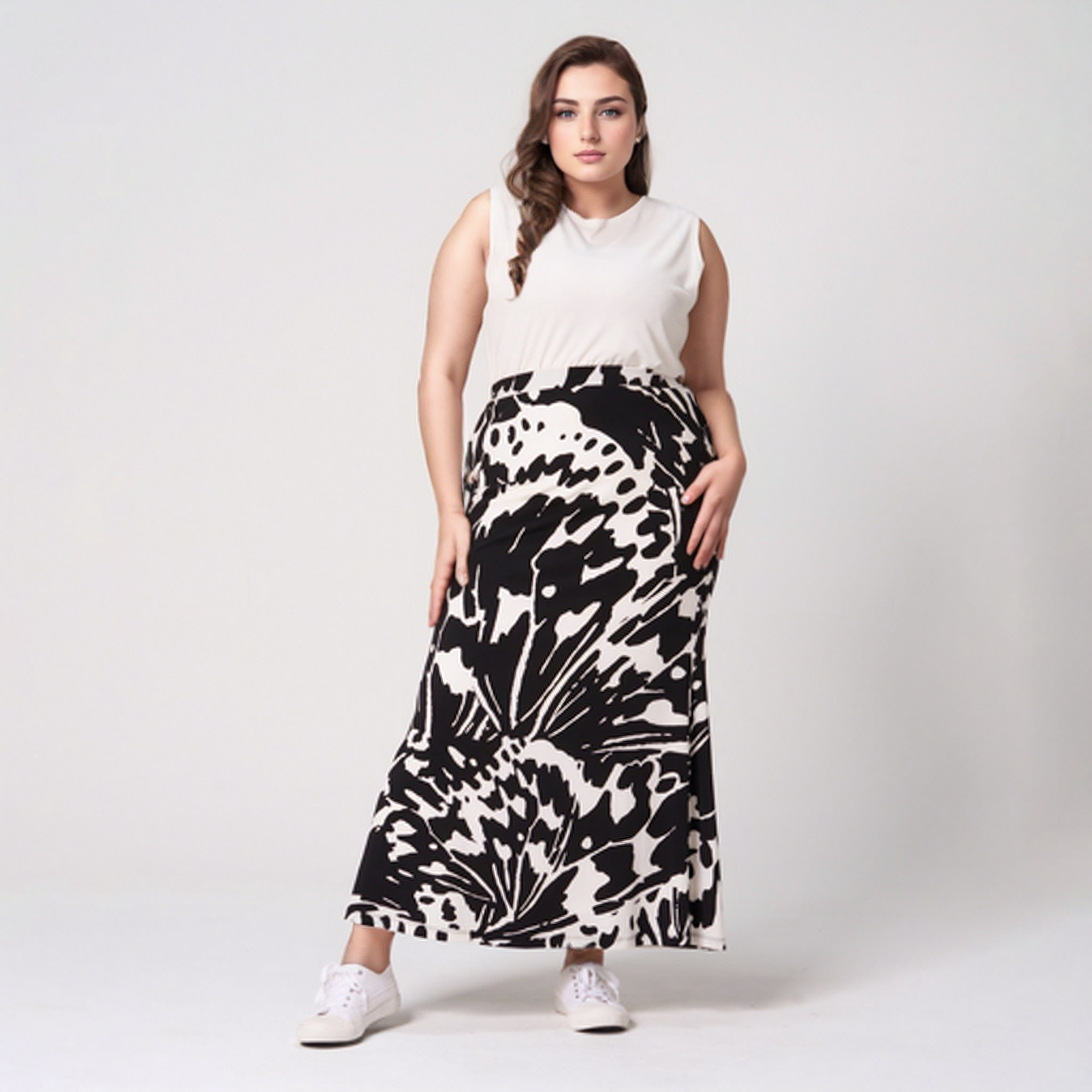 Printed Fit & Flare Skirt