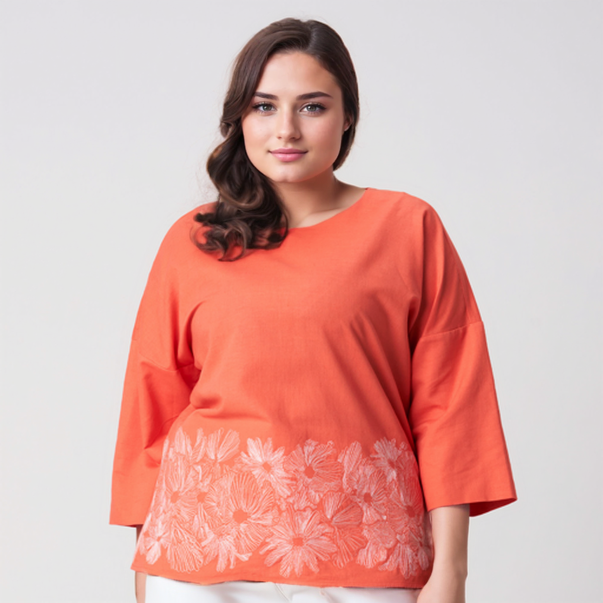 Linen Embroidered Boxy Top
