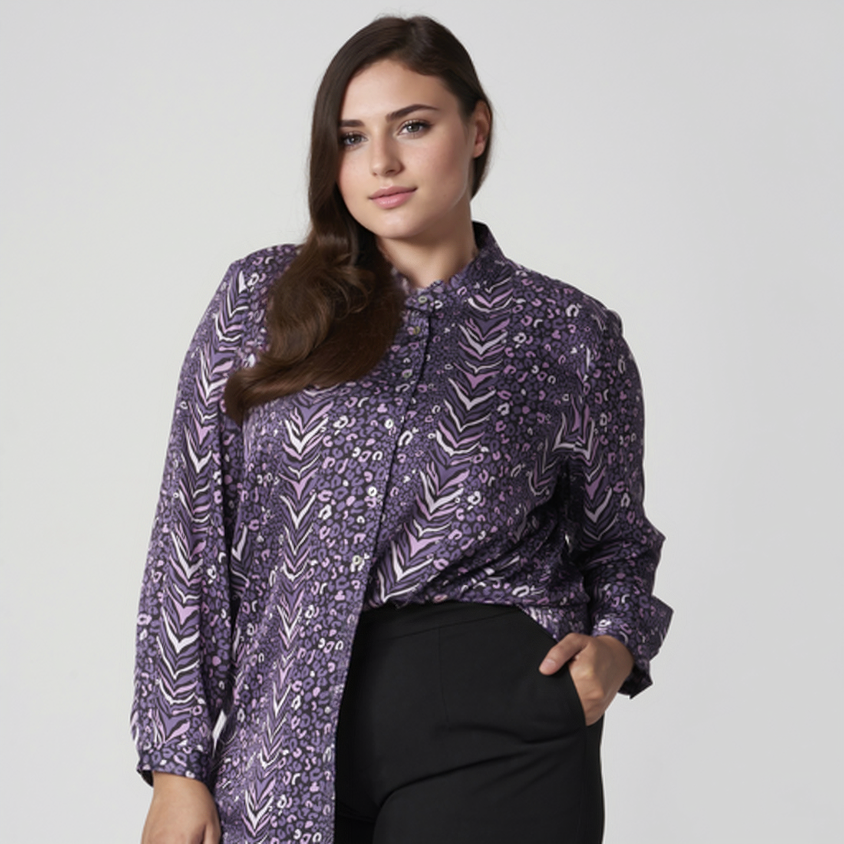 Printed Stand Collar Shirt