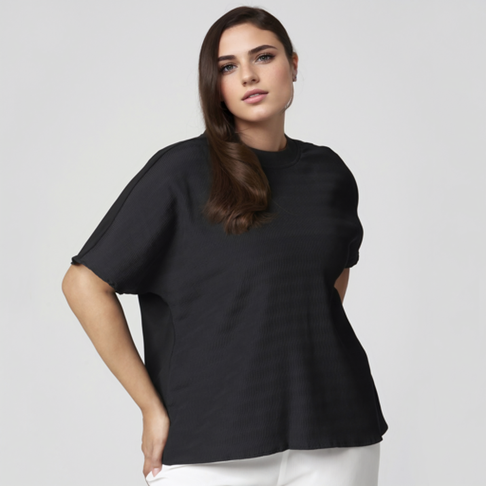 Textured Batwing Top